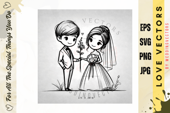 C530 Wedding Couple & Love Vectors: Soft Luxury Engagement
