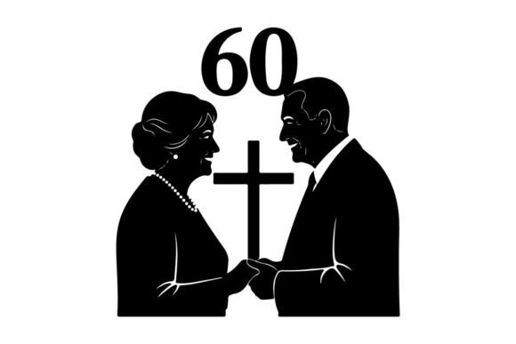 Celebrating 60 Years: Elegant Silhouette Clip Art for Designers