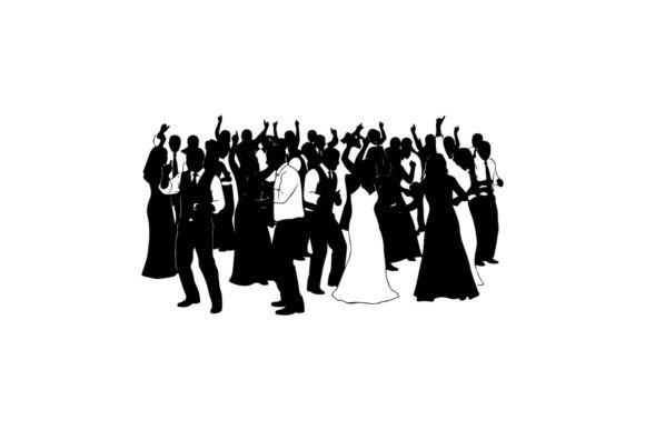 Wedding Celebration Crowd Cheering: A Dynamic Silhouette for Your Designs