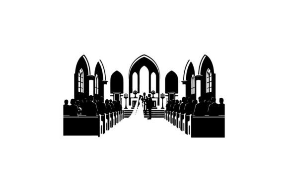 Wedding Ceremony in a Church Vector: A Designer's Dream Clip Art