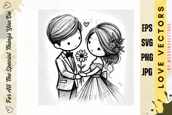 Wedding Couple and Love Vectors - C719: A Design Asset for Celebrating Unity
